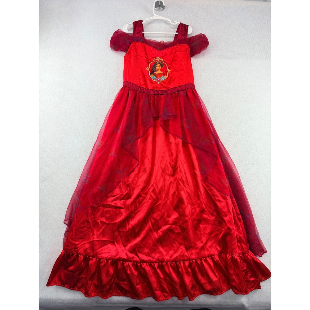 Disney Elena of Avalor Princess Costume Red Satin Gown Girls Size 7/8